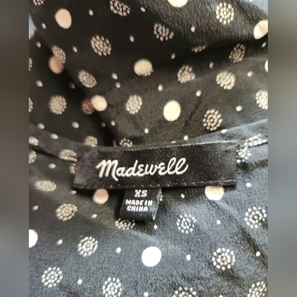 MADEWELL 100% silk polkadot romper open back black and cream size XS - Picture 3 of 4